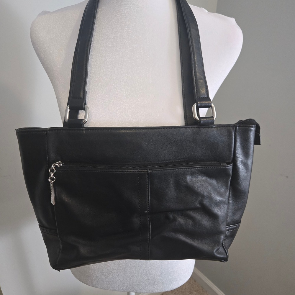 Giani Bernini‎ Tote Bag Women Medium Black Leather Shoulder Bag Pocket